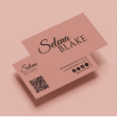 Minimalistisch zwart en roze | Moderne QR-code Visitekaartje