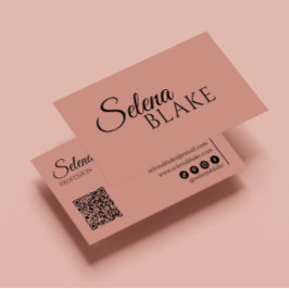 Minimalistisch zwart en roze | Moderne QR-code Visitekaartje