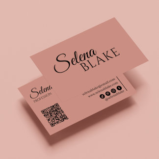 Minimalistisch zwart en roze | Moderne QR-code Visitekaartje