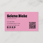Minimalistisch zwart en roze| Moderne QR-code Visitekaartje (Achterkant)