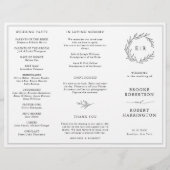 Minimalistisch zwart en wit blad bruiloft programm (Voorkant)