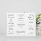 Minimalistisch zwart en wit blad bruiloft programm (Staand voorkant)