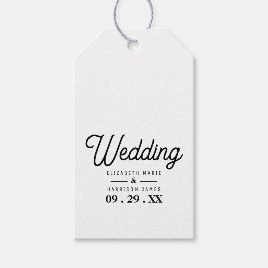 Minimalistisch - zwart en wit - bruiloft cadeaulabel (Voorkant)