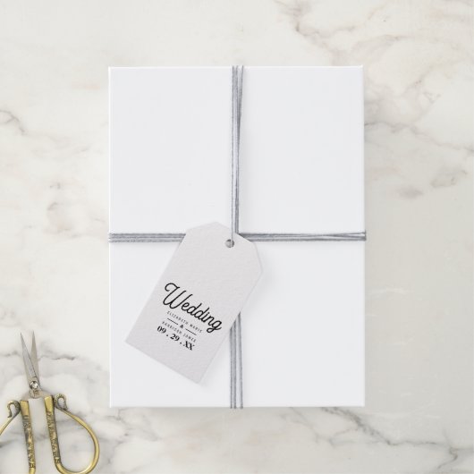 Minimalistisch - zwart en wit - bruiloft cadeaulabel (Met Touw)