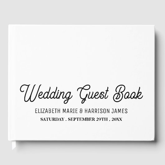 Minimalistisch - zwart en wit - bruiloft gastenboek (Voorkant)