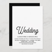 Minimalistisch - zwart en wit - bruiloft kaart (Voorkant / Achterkant)