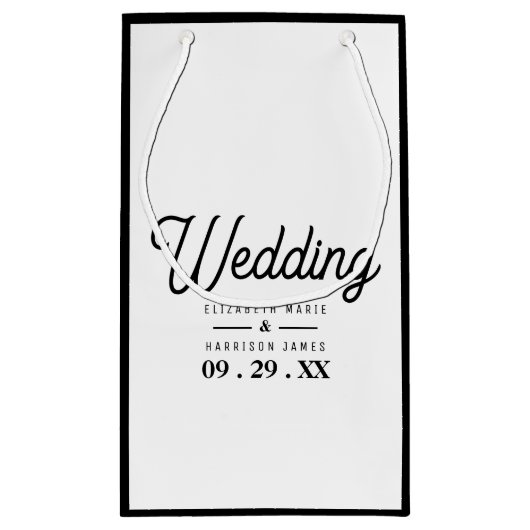 Minimalistisch - zwart en wit - bruiloft klein cadeauzakje (Achterkant)