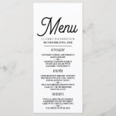 Minimalistisch - zwart en wit - bruiloft menu (Voorkant)