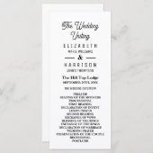 Minimalistisch - zwart en wit - bruiloft programmakaart (Voorkant / Achterkant)