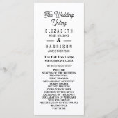 Minimalistisch - zwart en wit - bruiloft programmakaart (Voorkant)