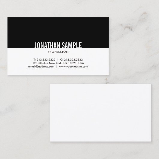 Minimalistisch zwart en wit, eenvoudige elegante r visitekaartje (Voorkant / Achterkant)