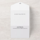 Minimalistisch zwart en wit heart modern huwelijk all in one uitnodiging (Buitenkant)