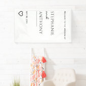 Minimalistisch zwart en wit heart modern huwelijk spandoek (Insitu)