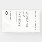 Minimalistisch zwart en wit heart modern huwelijk spandoek (Horizontaal)