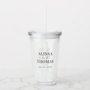 Minimalistisch zwart en wit modern huwelijk acryl drinkbeker