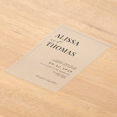 Minimalistisch zwart en wit modern huwelijk acryl uitnodigingen (Laagn)