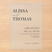 Minimalistisch zwart en wit modern huwelijk acryl uitnodigingen (Voorkant)