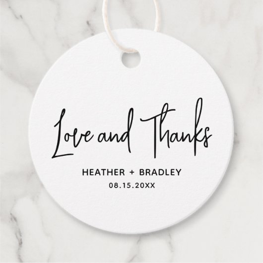 Minimalistisch zwart en wit modern huwelijk bedankjes labels (Voorkant)