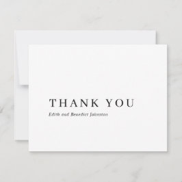 Minimalistisch zwart en wit modern huwelijk bedankkaart