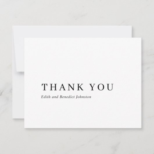 Minimalistisch zwart en wit modern huwelijk bedankkaart (Voorkant)