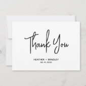 Minimalistisch zwart en wit modern huwelijk bedankkaart (Voorkant)