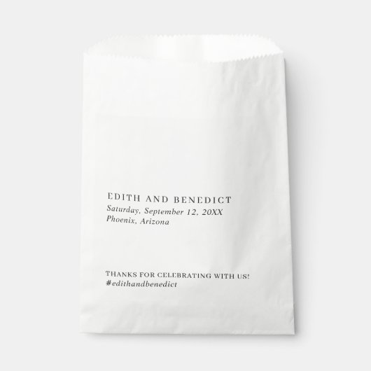 Minimalistisch zwart en wit modern huwelijk bedankzakje (Voorkant)
