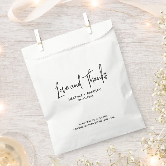 Minimalistisch zwart en wit modern huwelijk bedankzakje (Geknipt)