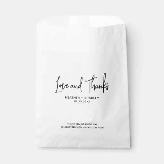 Minimalistisch zwart en wit modern huwelijk bedankzakje (Voorkant)