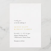 Minimalistisch zwart en wit modern huwelijk folie uitnodiging (Voorkant)