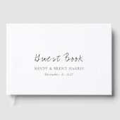 Minimalistisch zwart en wit modern huwelijk gastenboek (Voorkant)
