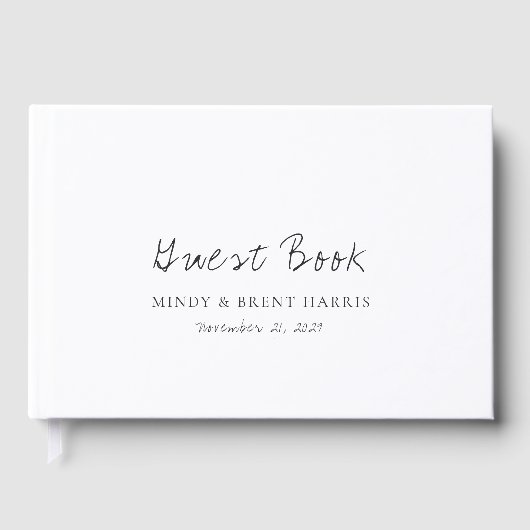 Minimalistisch zwart en wit modern huwelijk gastenboek (Voorkant)