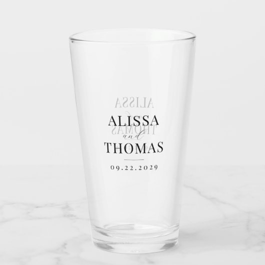 Minimalistisch zwart en wit modern huwelijk glas (Achterkant)