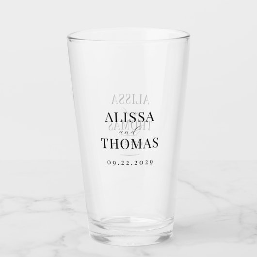 Minimalistisch zwart en wit modern huwelijk glas (Voorkant)