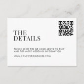 Minimalistisch zwart en wit modern huwelijk informatiekaartje (Voorkant)