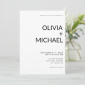 Minimalistisch zwart en wit modern huwelijk kaart (Staand voorkant)