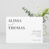 Minimalistisch zwart en wit modern huwelijk kaart (Staand voorkant)