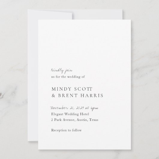 Minimalistisch zwart en wit modern huwelijk kaart (Voorkant)