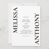 Minimalistisch zwart en wit modern huwelijk kaart (Voorkant)