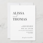 Minimalistisch zwart en wit modern huwelijk kaart (Voorkant)