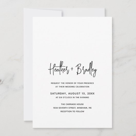 Minimalistisch zwart en wit modern huwelijk kaart (Voorkant)