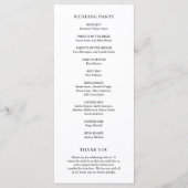 Minimalistisch zwart en wit modern huwelijk programmakaart (Achterkant)