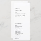 Minimalistisch zwart en wit modern huwelijk programmakaart (Voorkant / Achterkant)