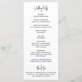 Minimalistisch zwart en wit modern huwelijk programmakaart (Achterkant)