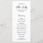 Minimalistisch zwart en wit modern huwelijk programmakaart (Voorkant)