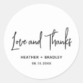 Minimalistisch zwart en wit modern huwelijk ronde sticker (Voorkant)