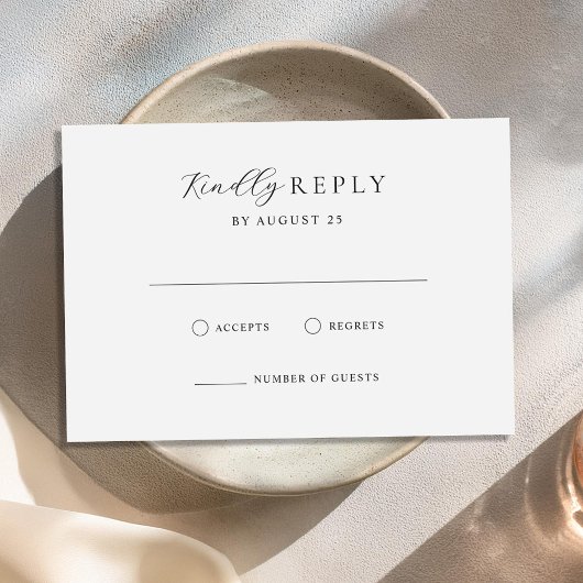 Minimalistisch zwart en wit modern huwelijk RSVP kaartje