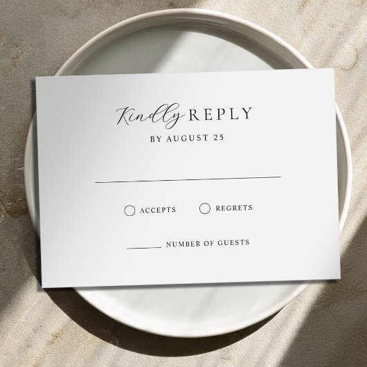 Minimalistisch zwart en wit modern huwelijk RSVP kaartje