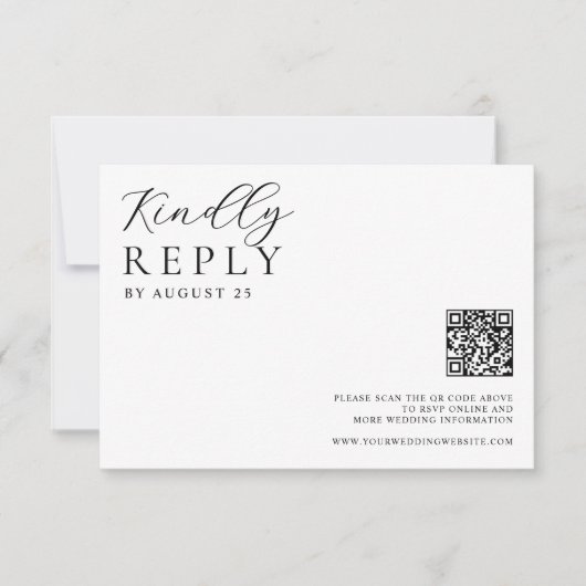 Minimalistisch zwart en wit modern huwelijk RSVP kaartje (Voorkant)