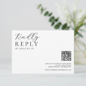 Minimalistisch zwart en wit modern huwelijk RSVP kaartje (Staand voorkant)