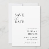 Minimalistisch zwart en wit modern huwelijk save the date (Voorkant)